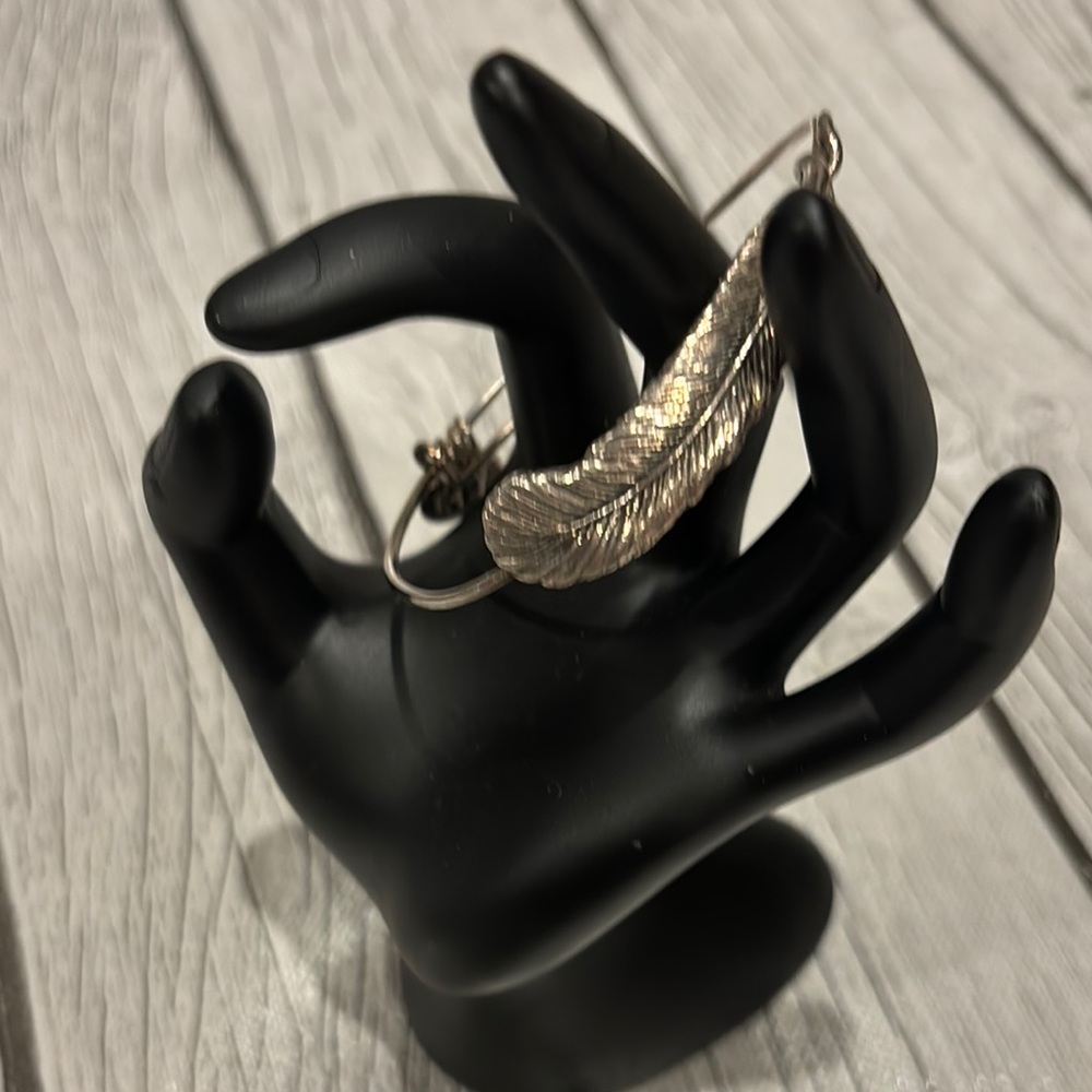 Alex and Ani Silver feather Charm Bracelet bangle